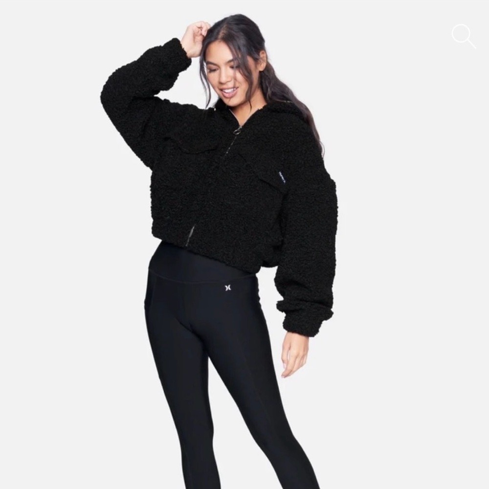 Hurley Women's Cozy Black Teddy Jacket-size‎ large